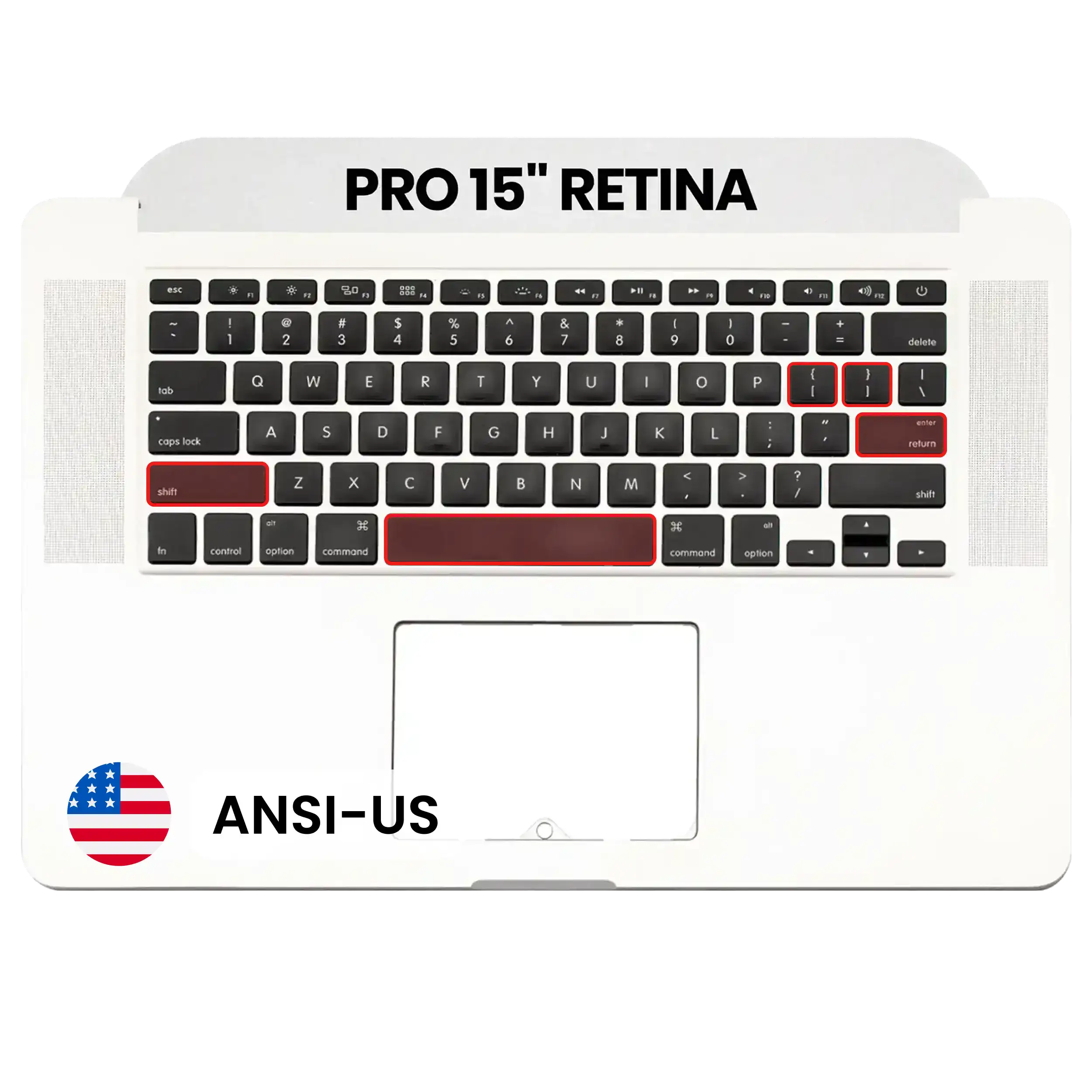 Top Case with Keyboard (ANSI US) and Microphone For MacBook Pro 15" A1398 (2012-2013) (OEM New)