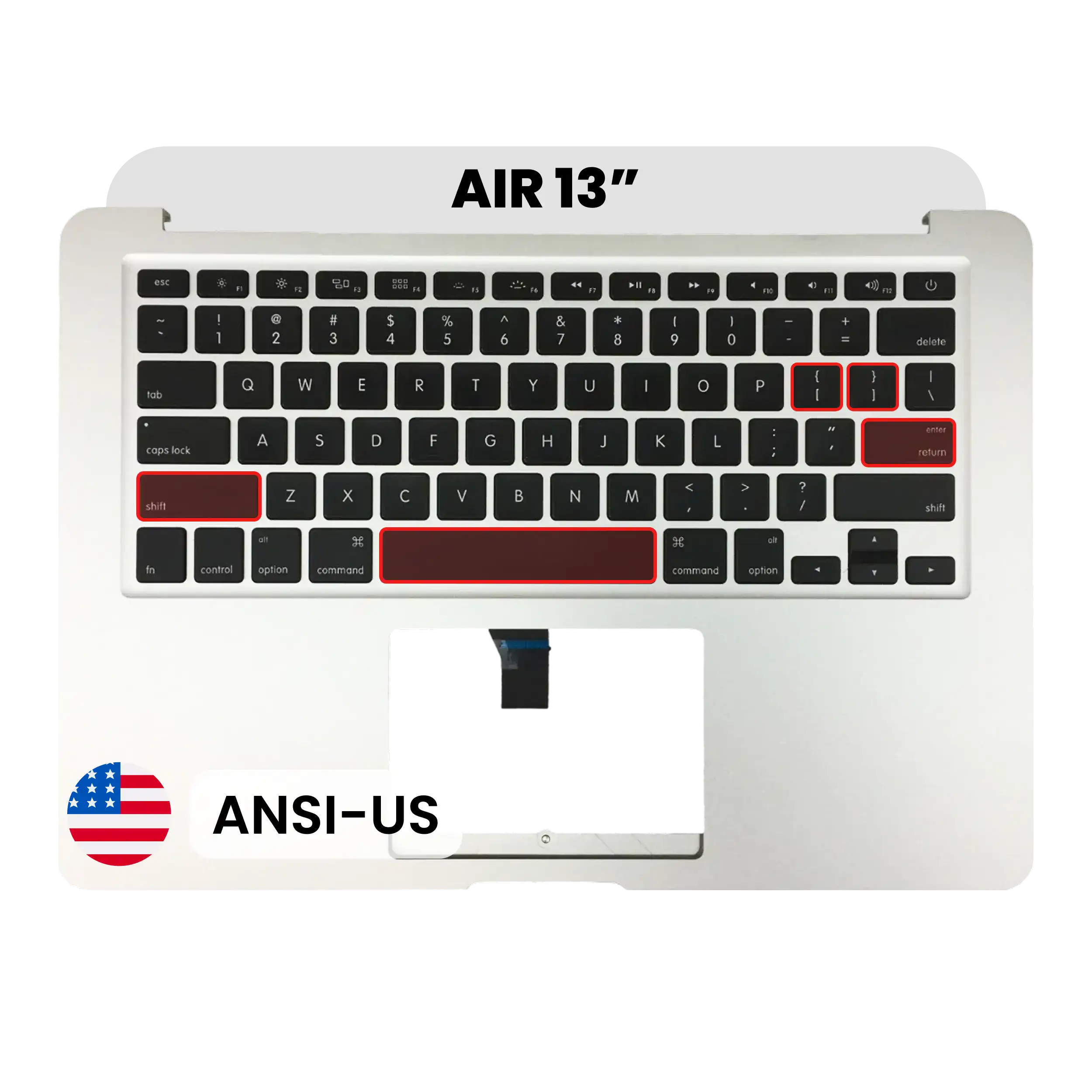Top Case with Keyboard (ANSI US) For MacBook Air 13" A1466 (2013-2017) (OEM New)