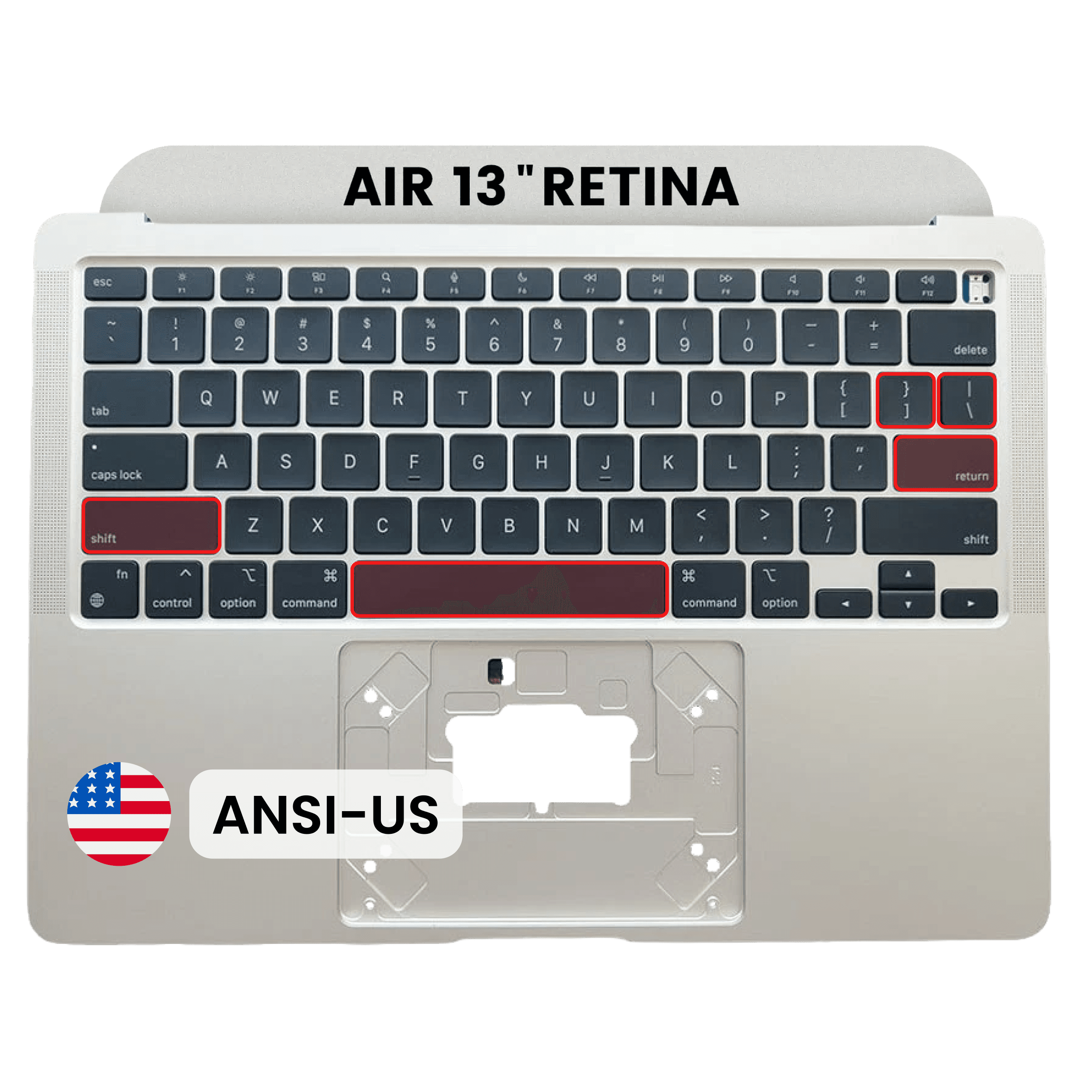 Top Case with Keyboard (ANSI US) For MacBook Air 13" A2337 (2020) (Used OEM Pull: Grade A) (Silver)