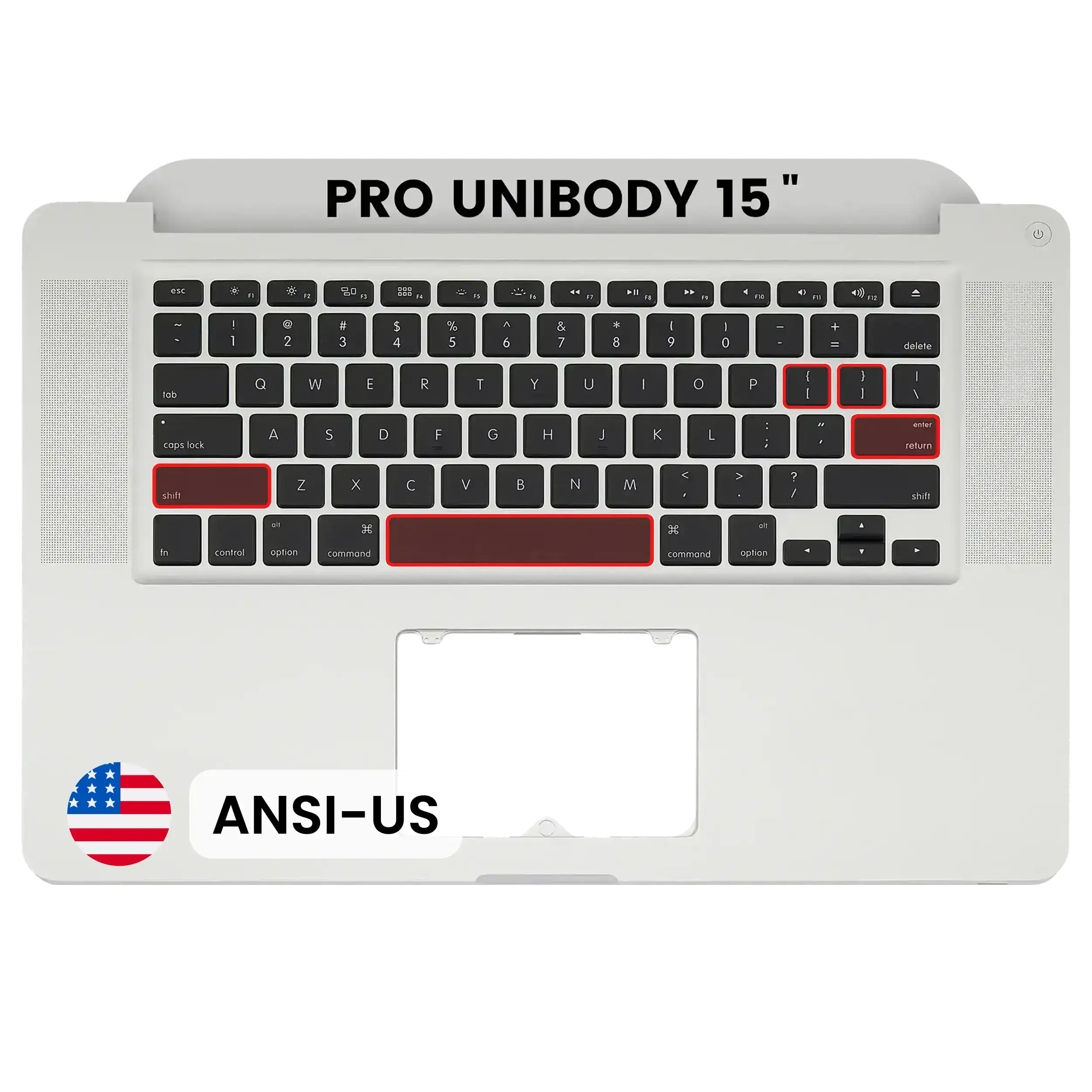 Top Case with Keyboard (ANSI US) For MacBook Pro 15" A1286 (2010-2012) (OEM New)