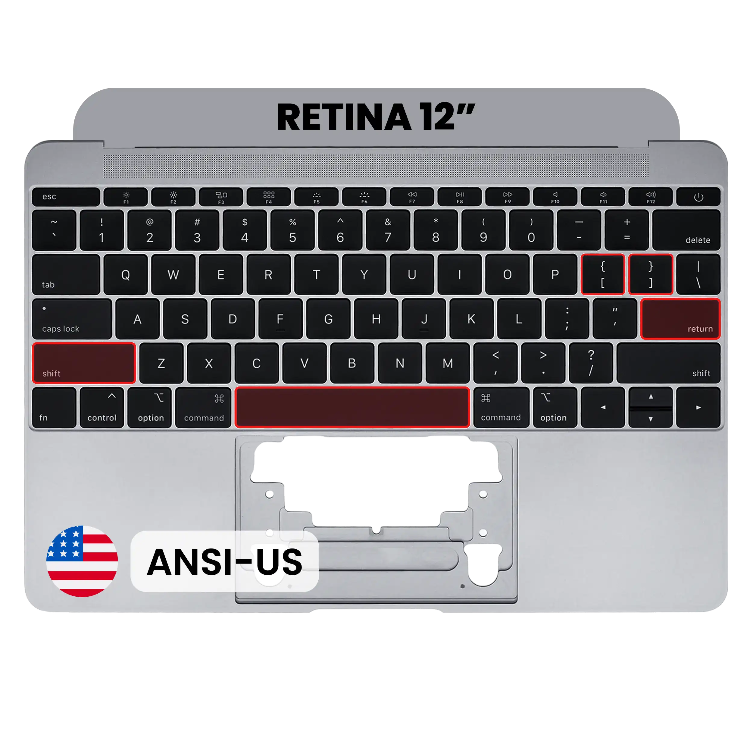 Top Case with Keyboard (ANSI US) and Microphone For MacBook 12" A1534 (2015) (Used OEM Pull: Grade A) (Space Gray)