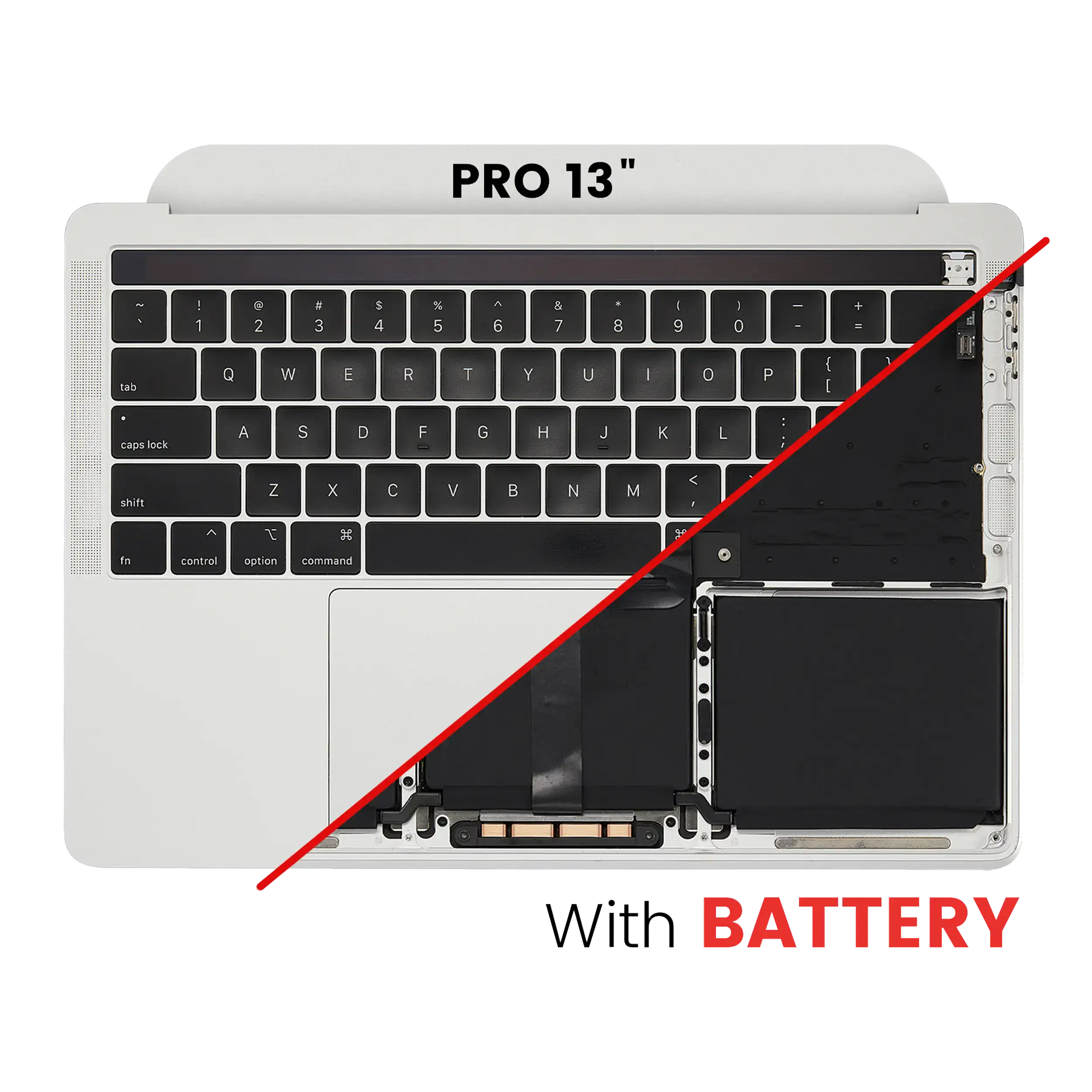 Top Case with Battery and Keyboard (ANSI US) For MacBook Pro 13" A2159 (2019) (Silver)