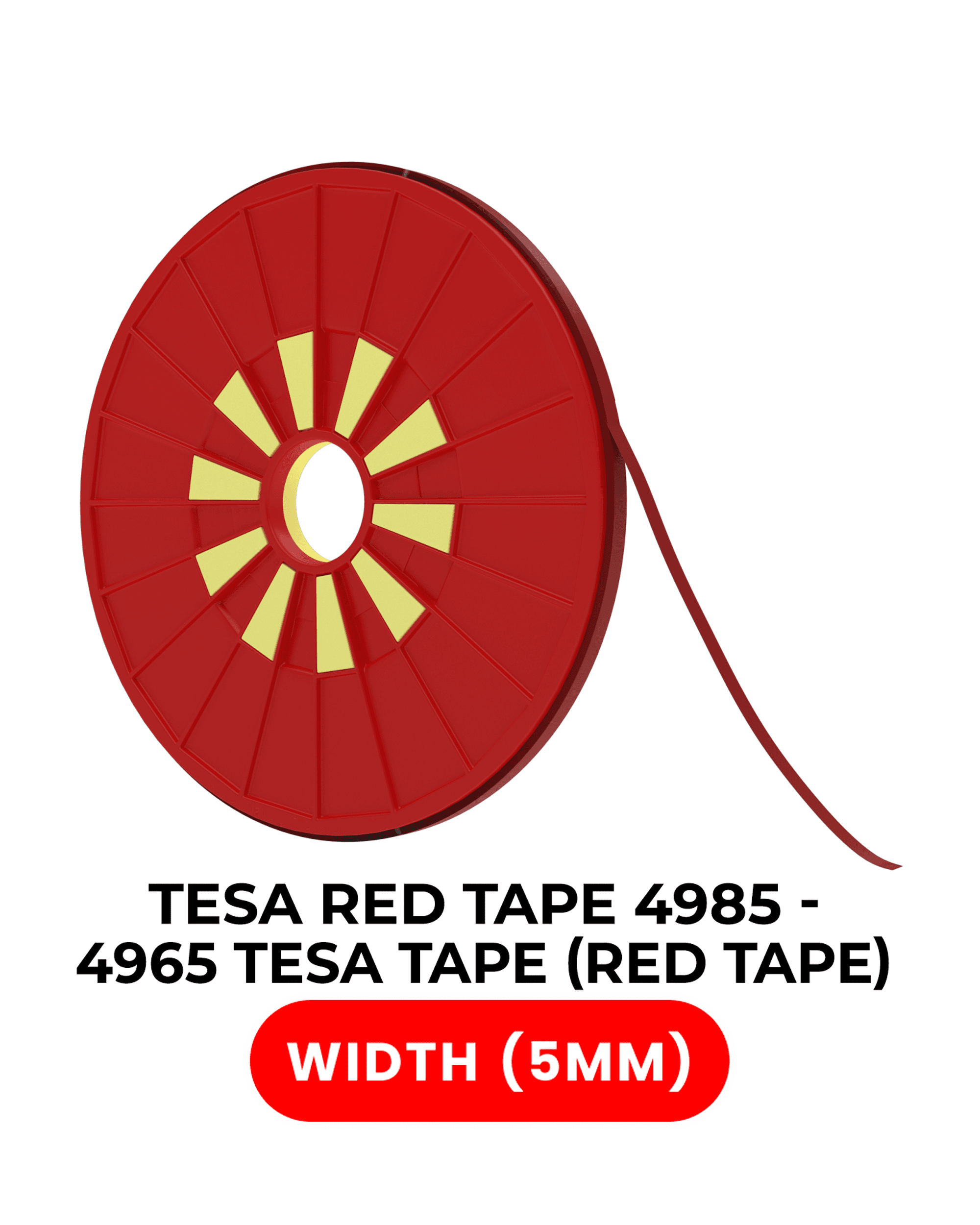 Tesa Model # 4965 Double-Sided Polyester Red Tape (5mm x 25m)