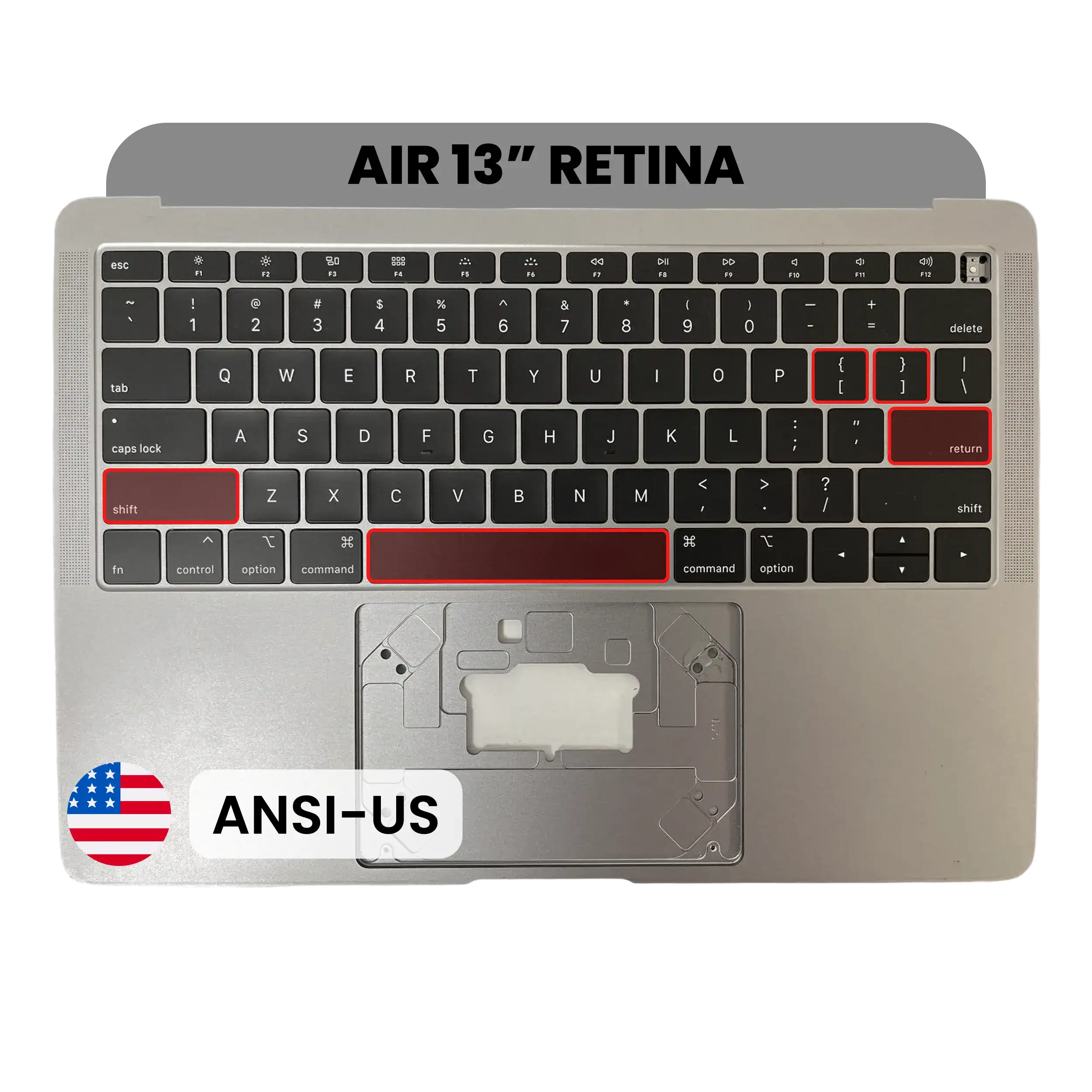 Top Case with Keyboard (ANSI US) For MacBook Air 13" A1932 (2018-2019) (OEM New) (Space Gray)