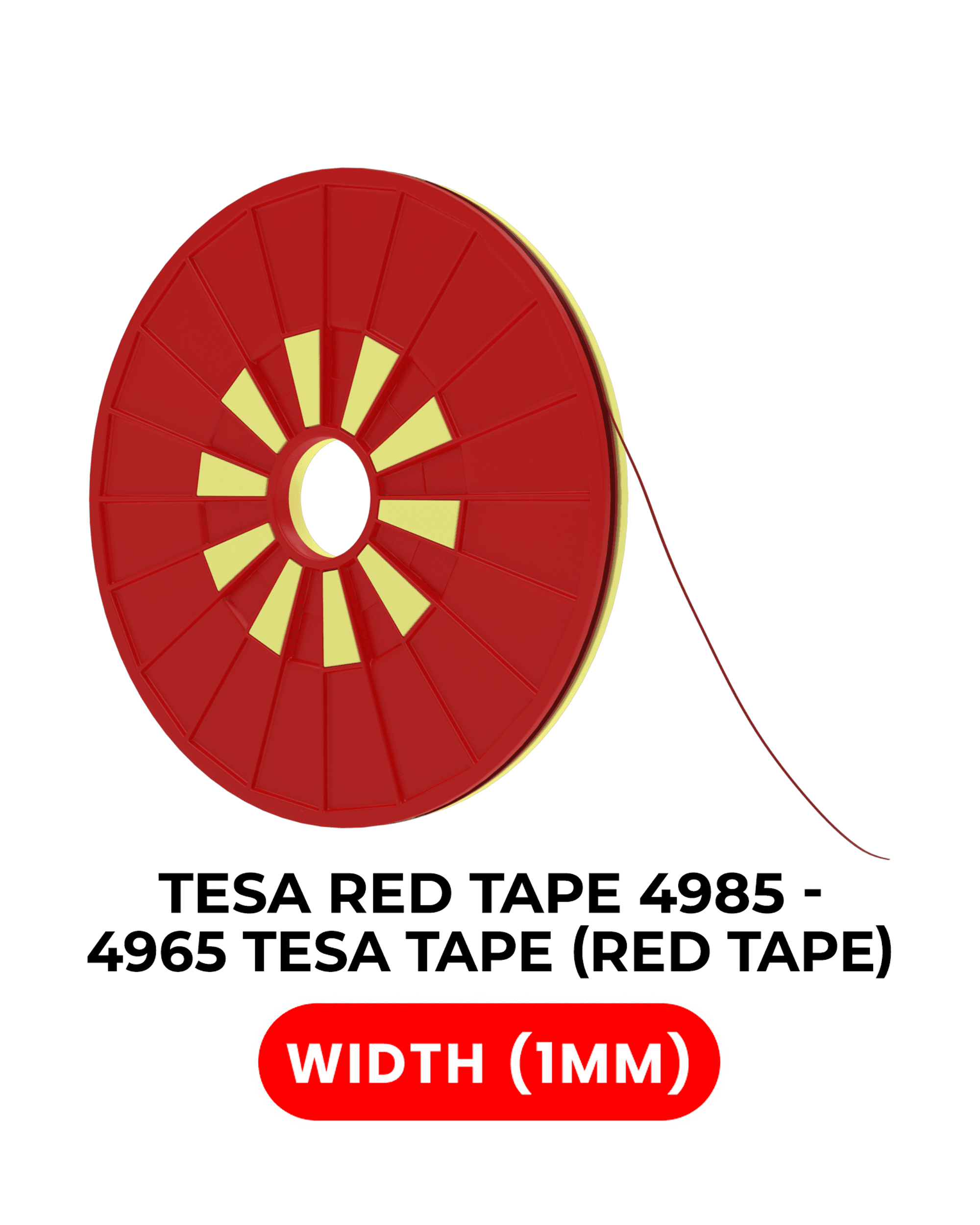 Tesa Model # 4965 Double-Sided Polyester Red Tape (1mm x 25m)