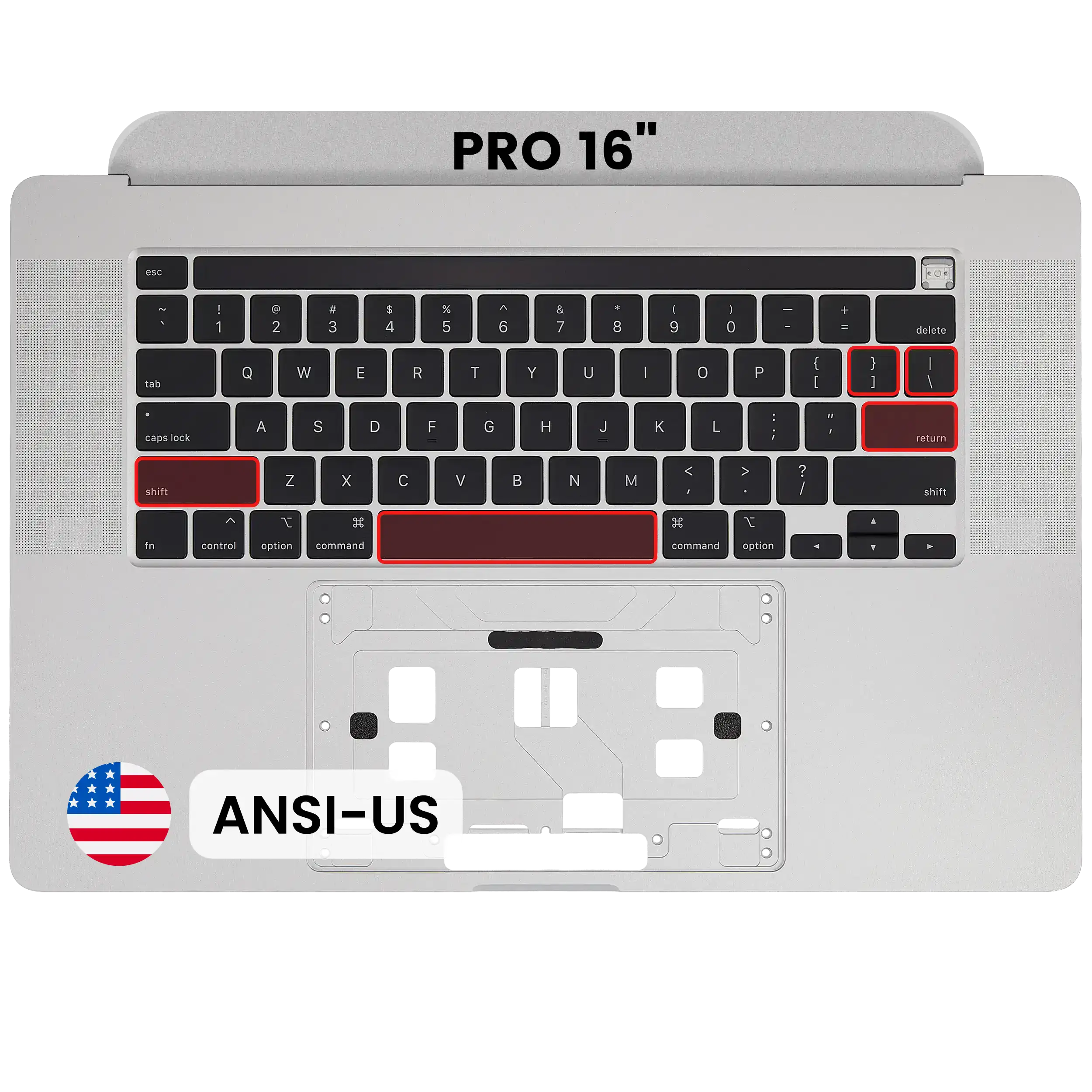 Top Case with Keyboard (ANSI US) For MacBook Pro 16" A2141 (2019) (OEM New) (Silver)
