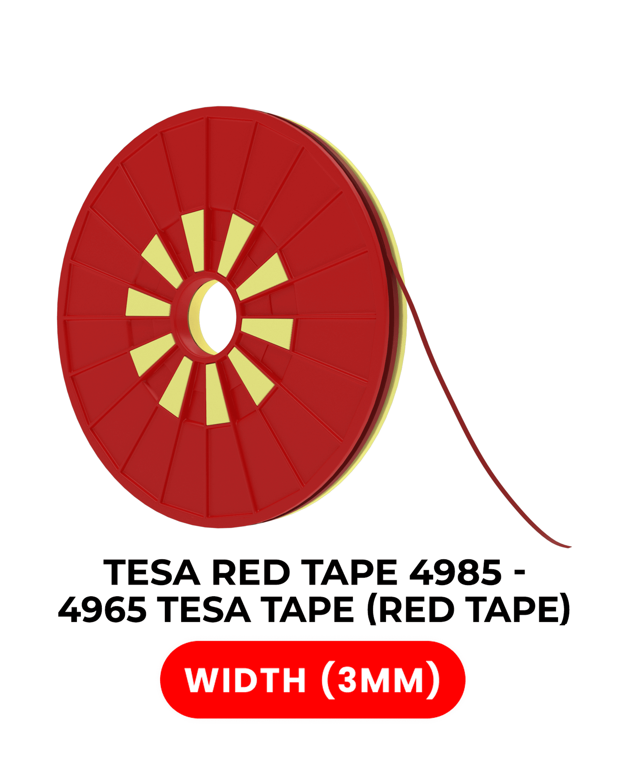 Tesa Model # 4965 Double-Sided Polyester Red Tape (3mm x 25m)