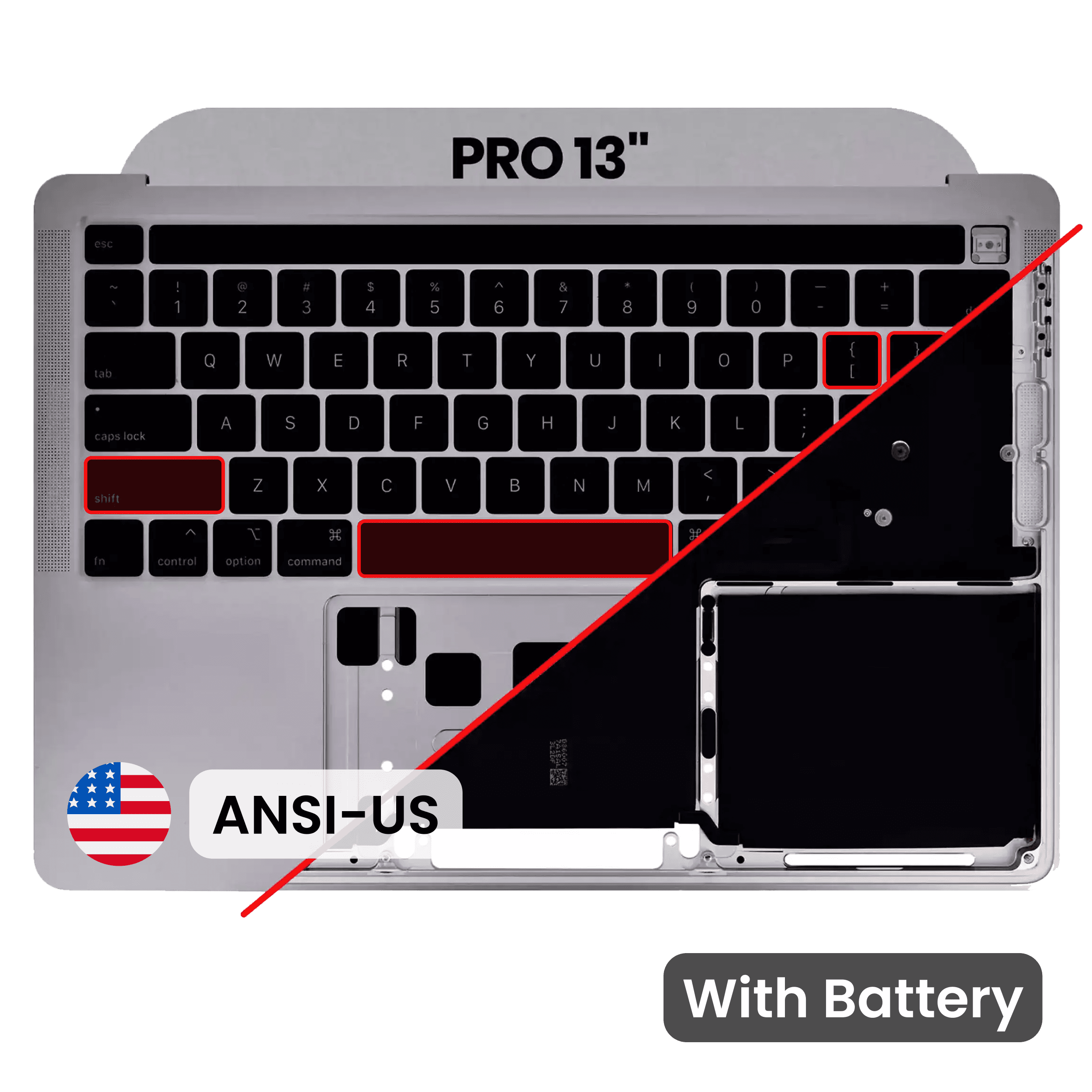 Top Case with Battery and Keyboard (ANSI US) For MacBook Pro 13" A2289 (2020) (Space Gray)
