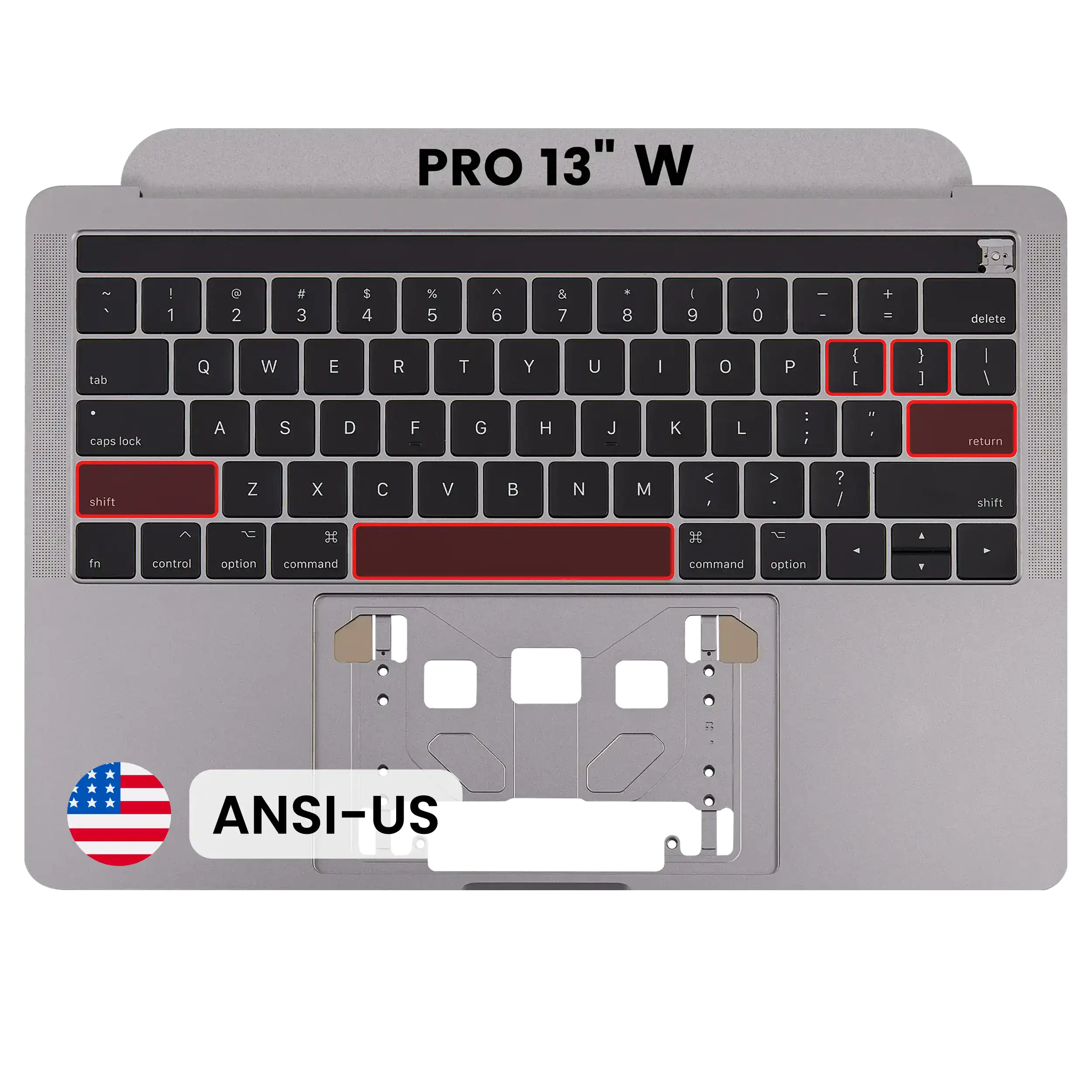 Top Case with Keyboard (ANSI US) For MacBook Pro 13" A1706 (2016-2017) (OEM New) (Space Gray)