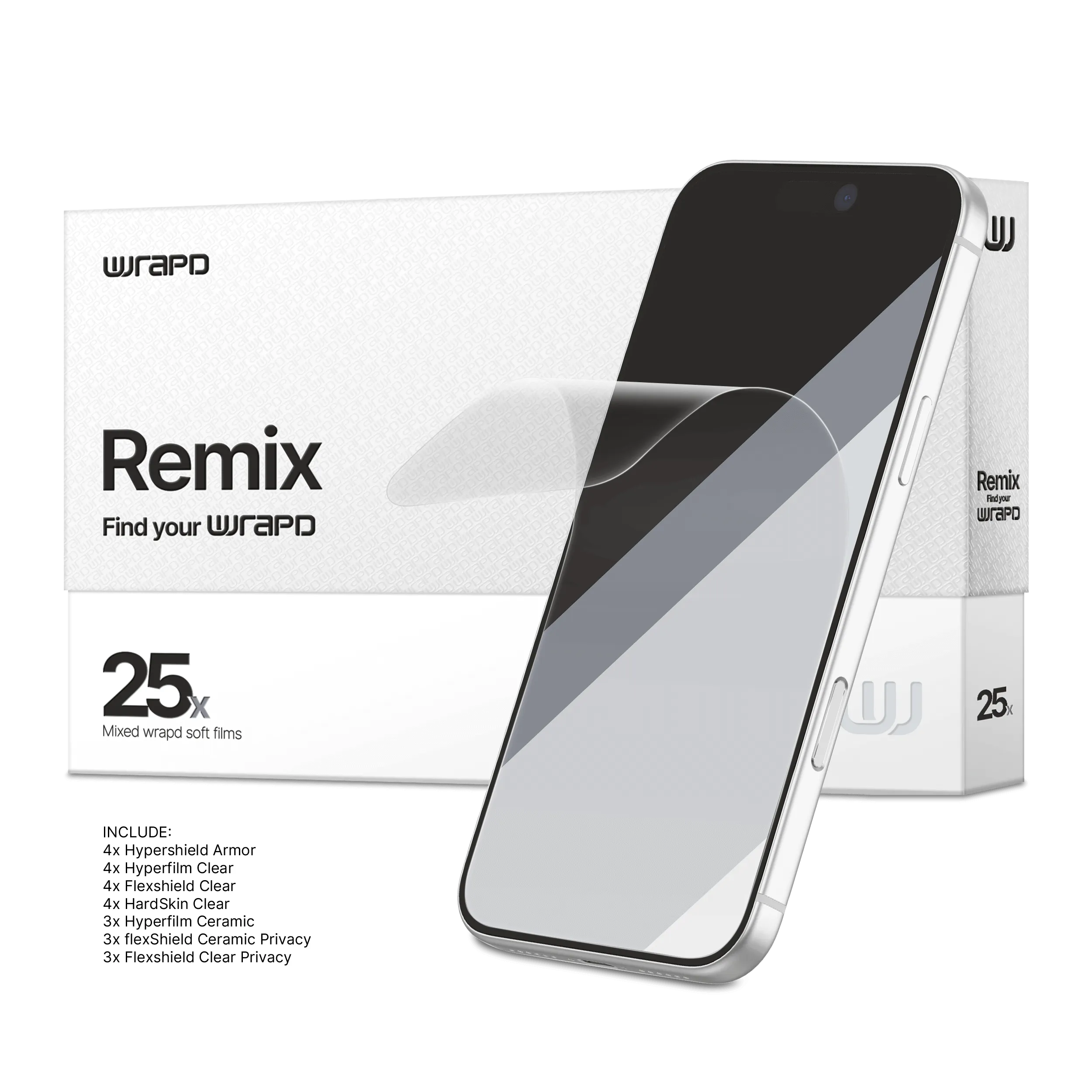 Wrapd Remix - Assorted Screen Protector Film (FlexShield + HardSkin + HyperFilm + HyperShield) (25 Pack)
