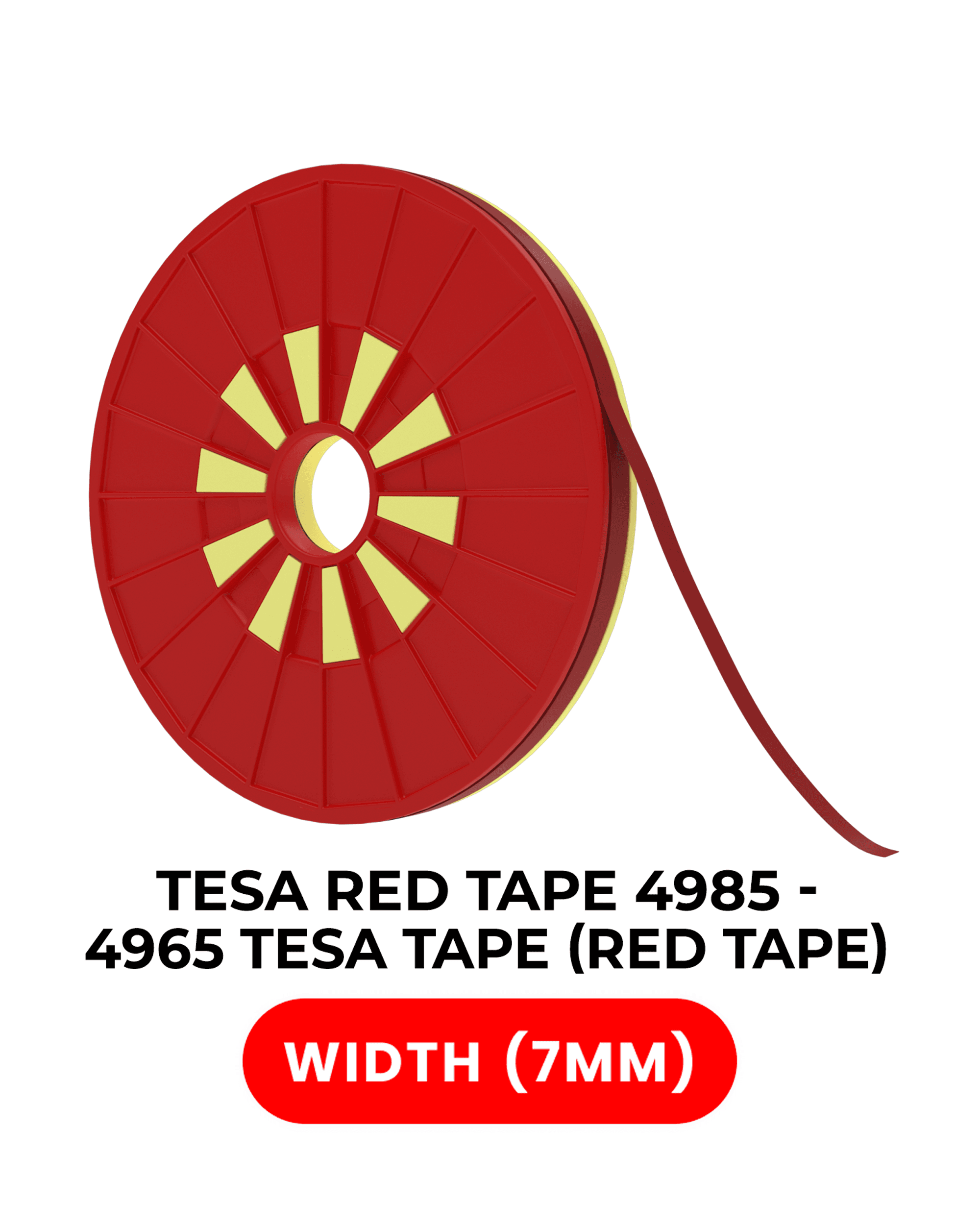 Tesa Model # 4965 Double-Sided Polyester Red Tape (7mm x 25m)