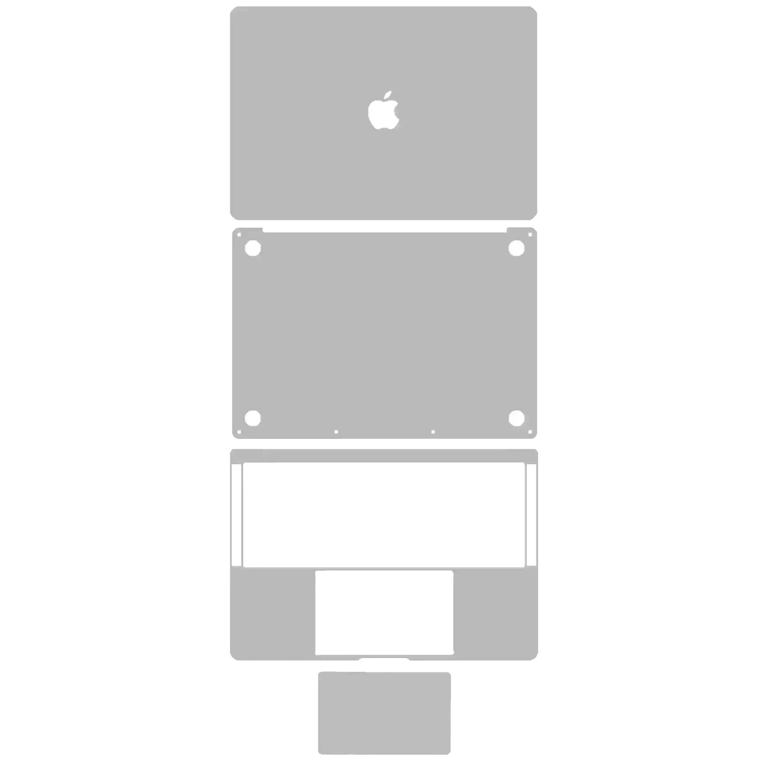 4-in-1 (Top, Bottom, Keyboard, Trackpad) Skin For MacBook Pro 15" A1990 (2018-2019) / A1707 (2016-2017) (Space Gray)