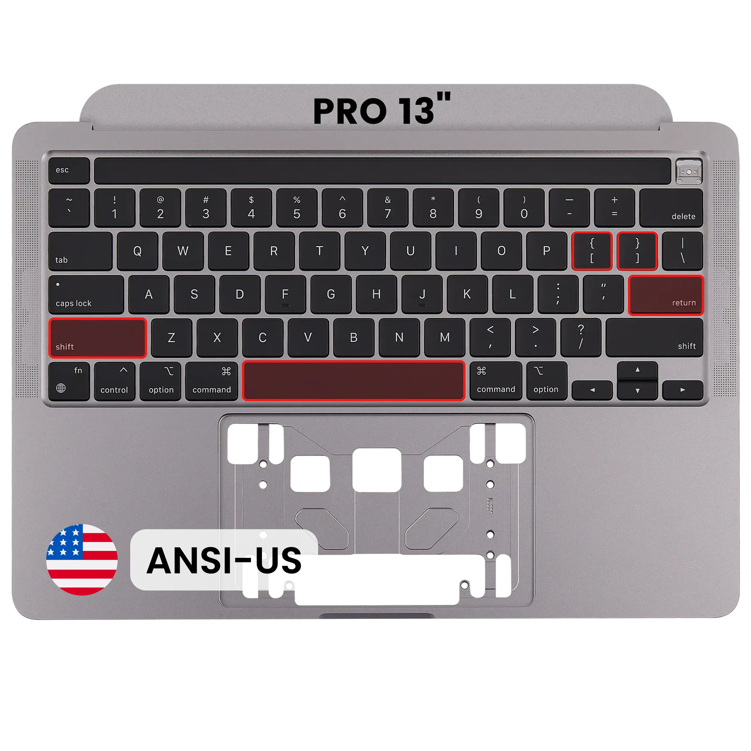 Top Case with Keyboard (ANSI US) For MacBook Pro 13" A2338 (2020) (Space Gray)