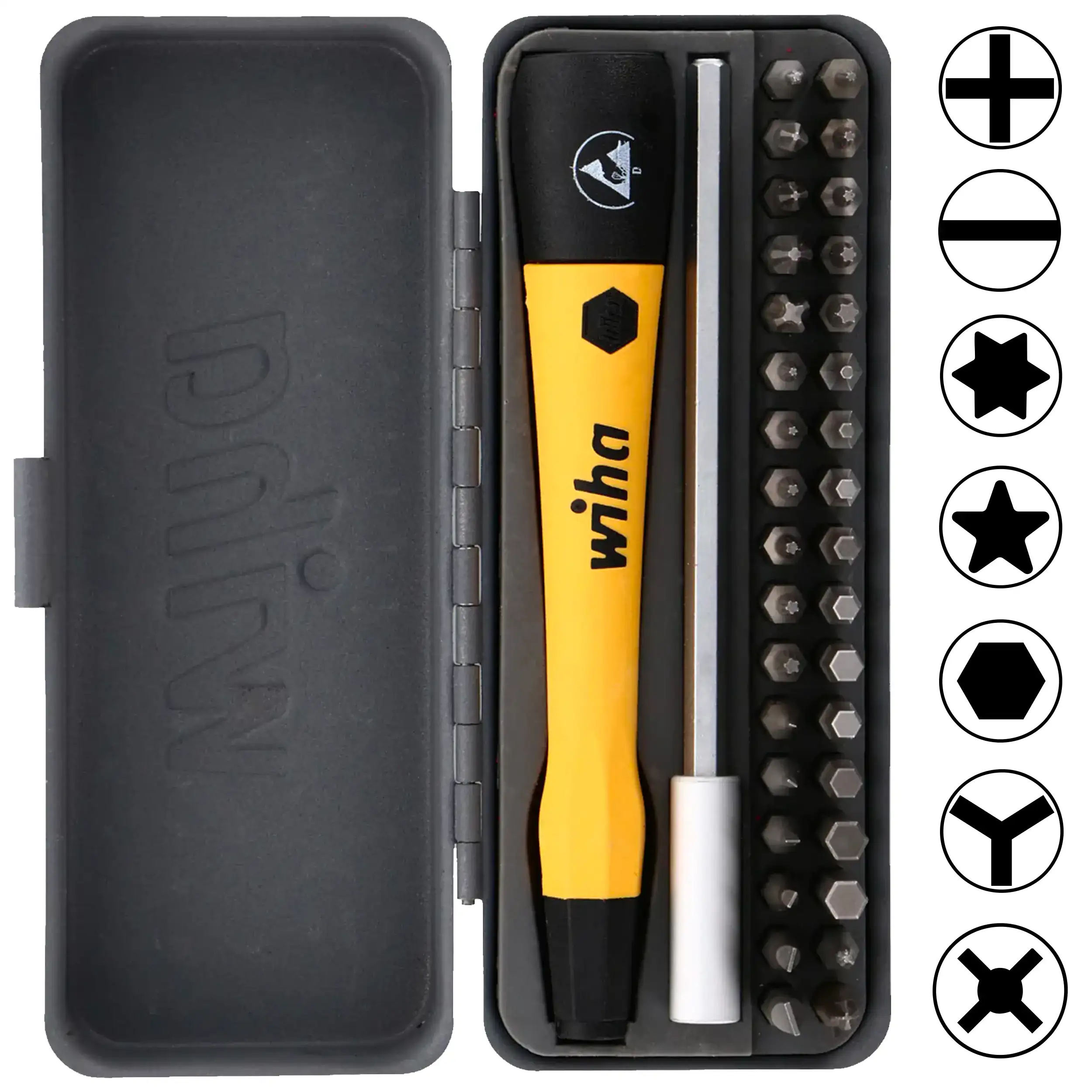 Wiha 36 Piece GoBox Electronics ESD Precision Micro Bit Screwdriver Set (75979)