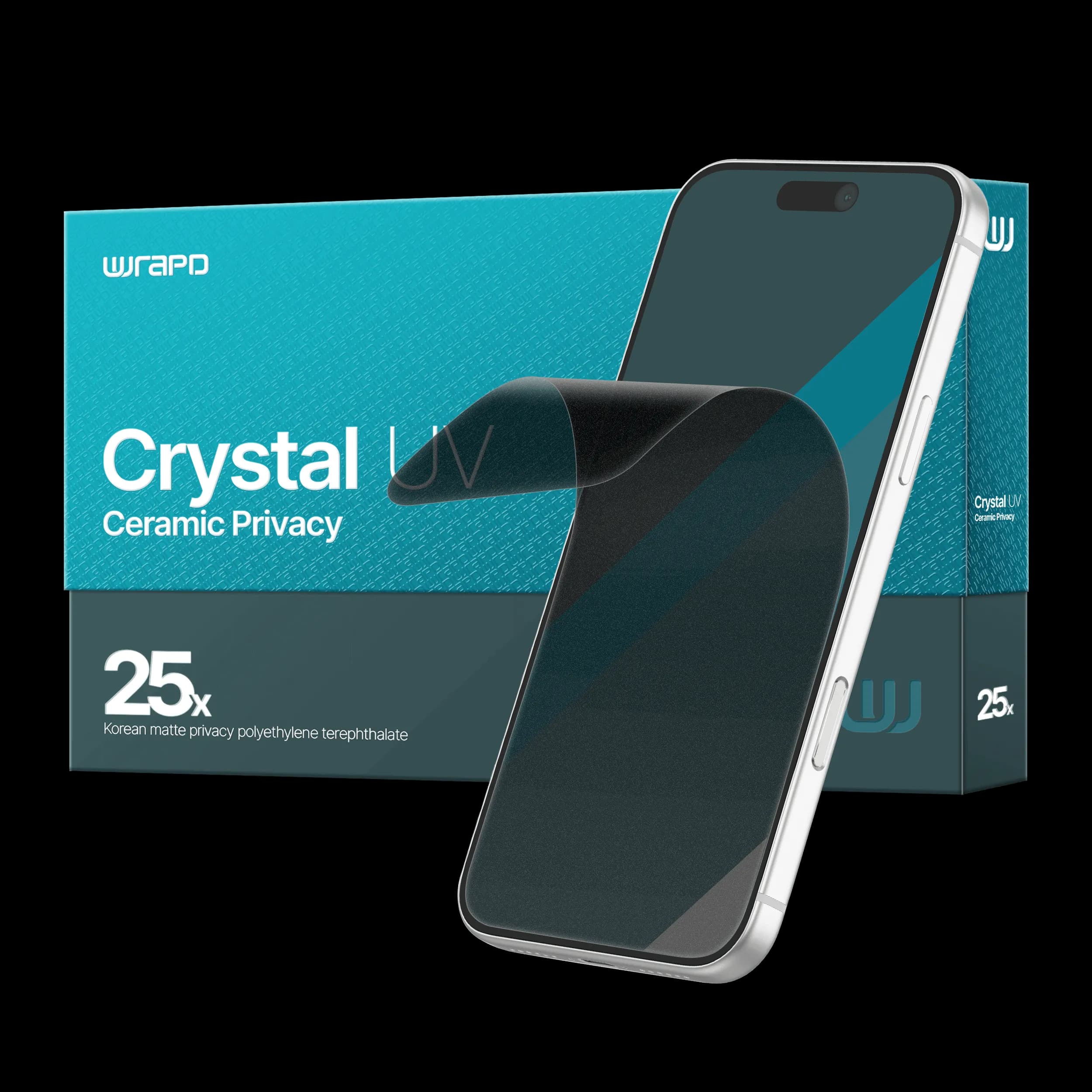 Wrapd Crystal UV - UV PET Screen Protector Film (25 Pack) (Matte Privacy)