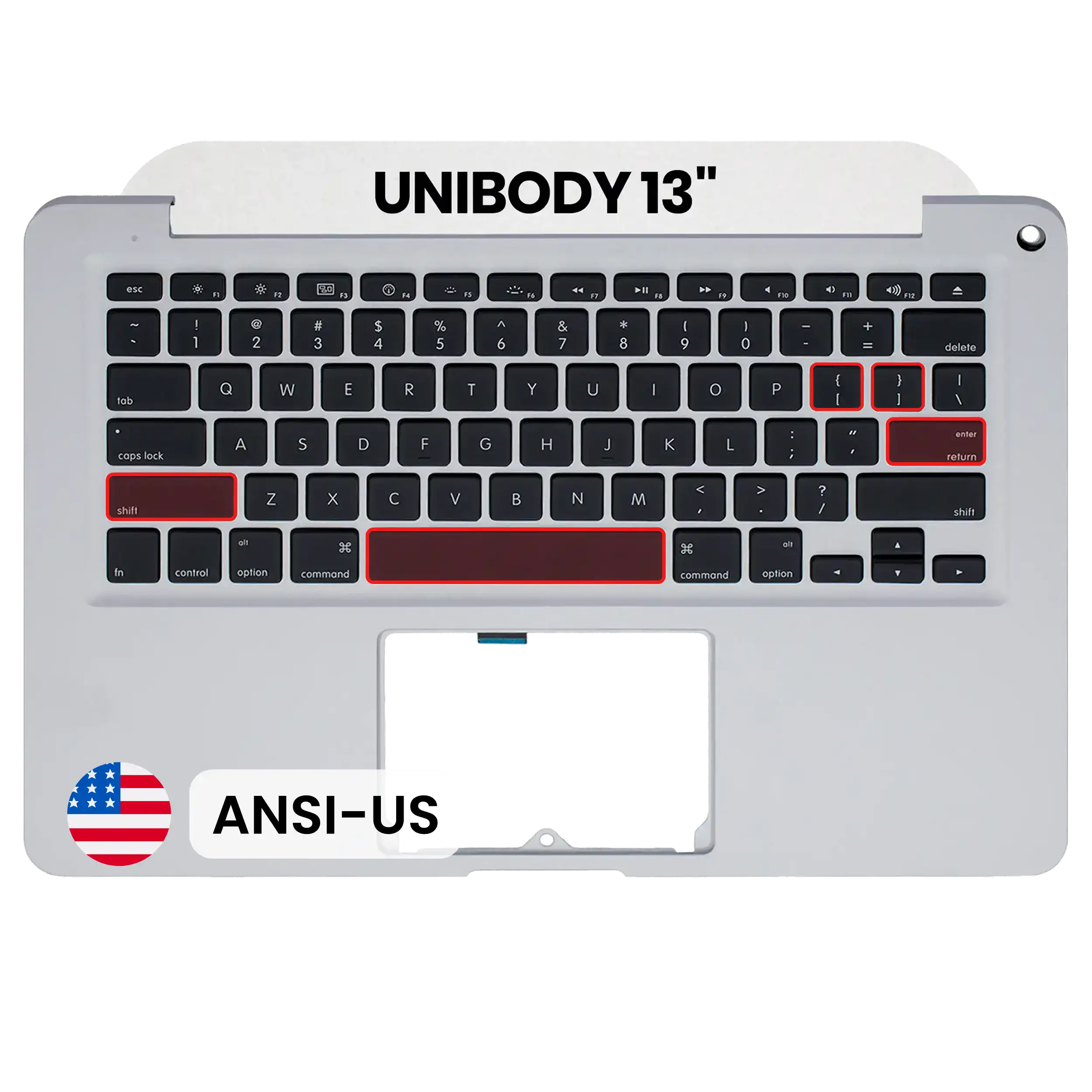 Top Case with Keyboard (ANSI US) For MacBook 13" A1278 (2008) (OEM New)