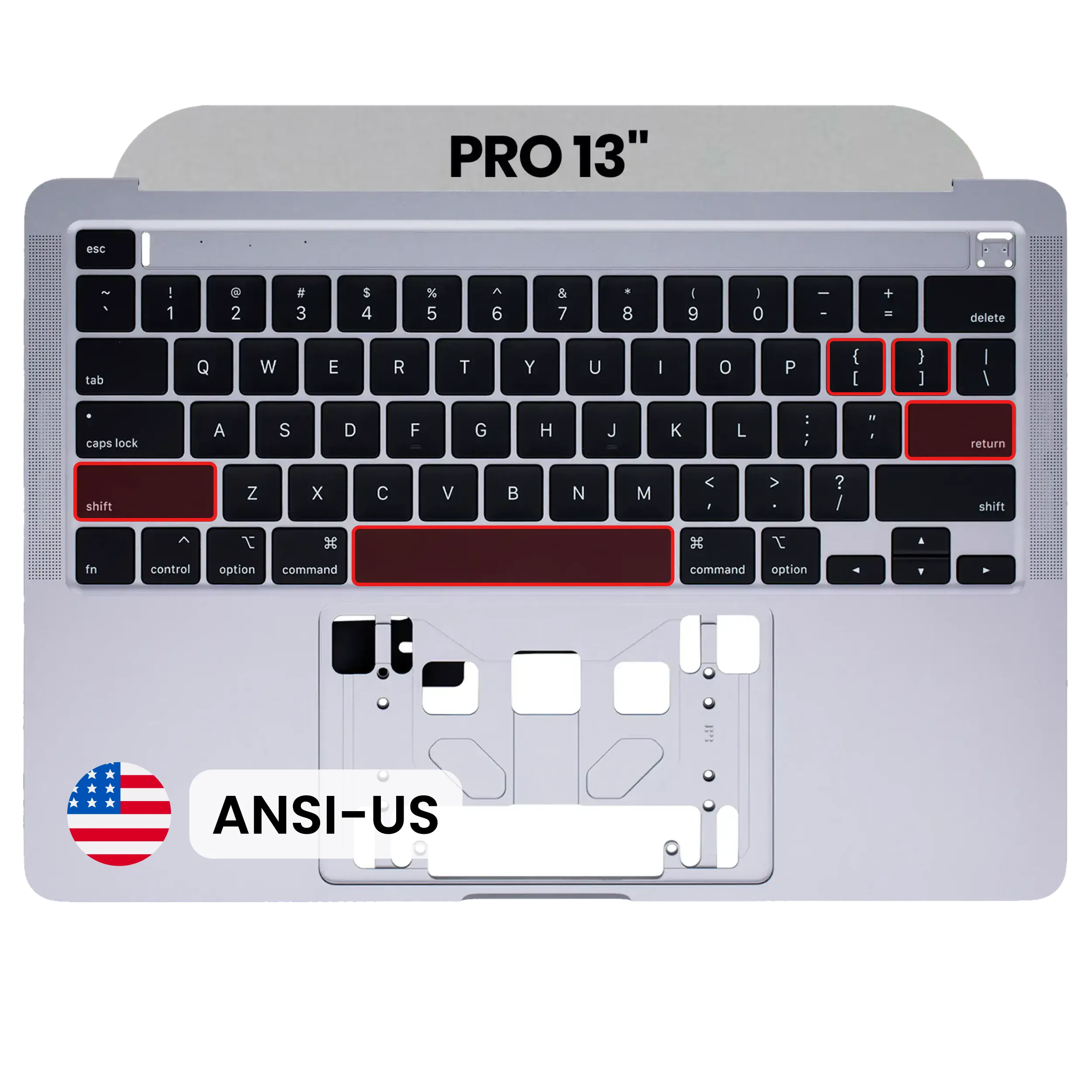 Top Case with Keyboard (ANSI US) For MacBook Pro 13" A2289 (2020) (OEM New) (Space Gray)