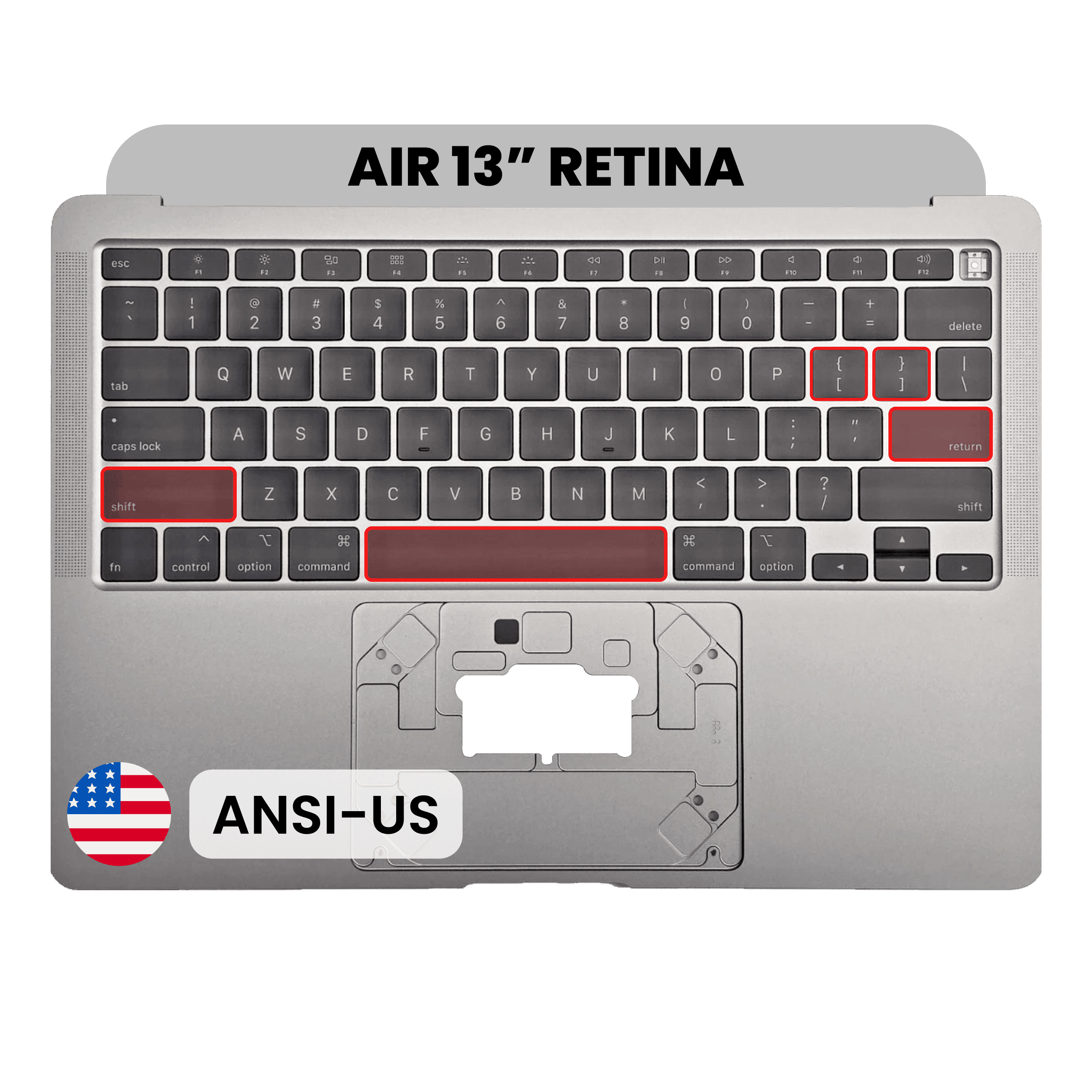 Top Case with Keyboard (ANSI US) For MacBook Air 13" A2179 (2020) (Space Gray)