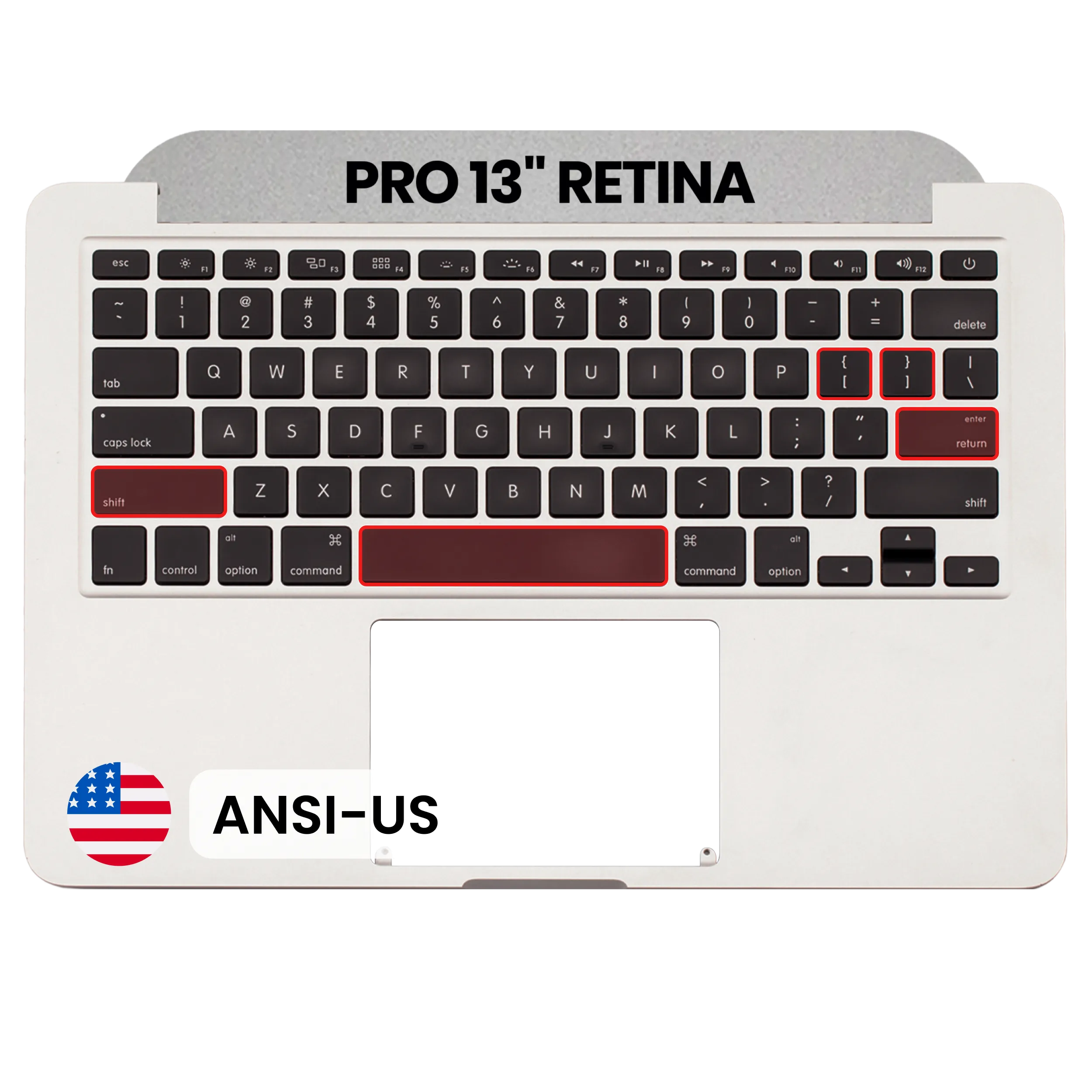 Top Case with Keyboard (ANSI US) For MacBook Pro 13" A1502 (2015) (Used OEM Pull: Grade A)